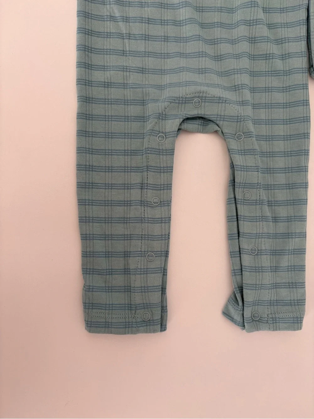 cloud island Teal Plaid Baby one-Piece with Matching Hat 6-9M